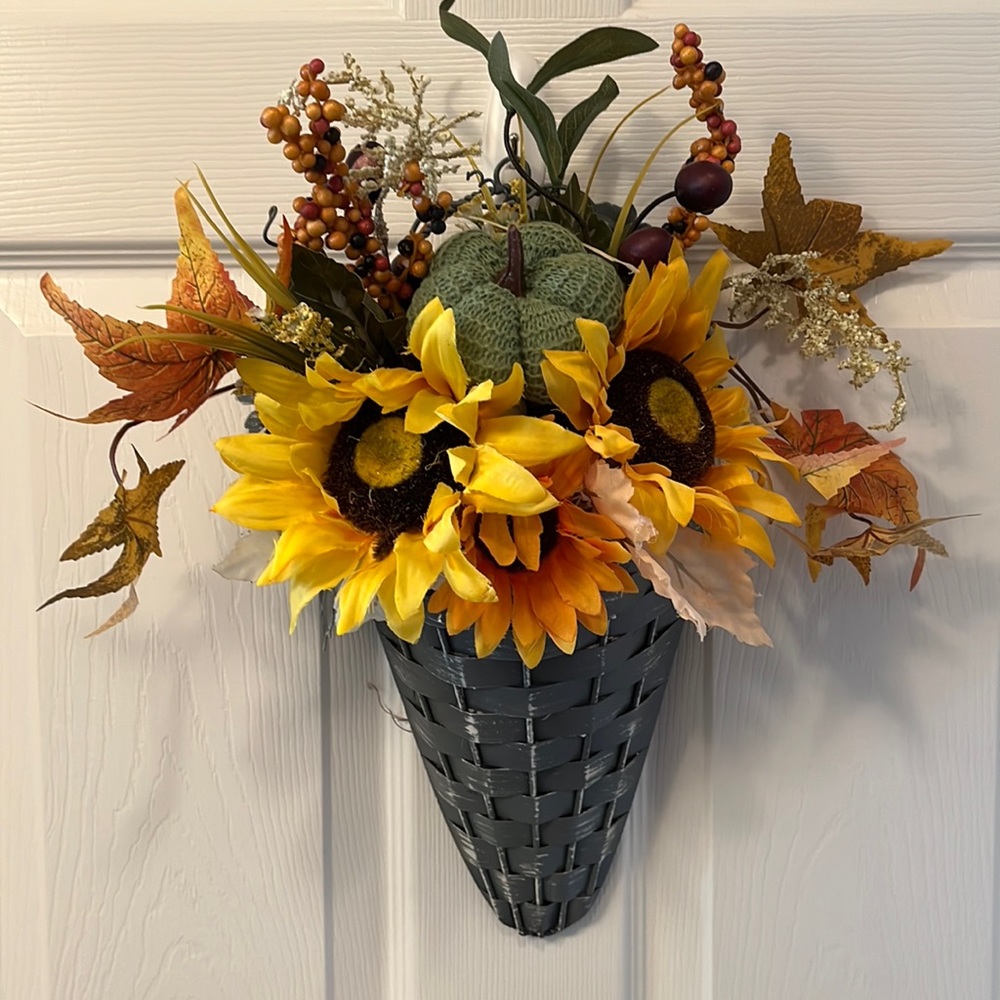 Sunflower fall hanging basket